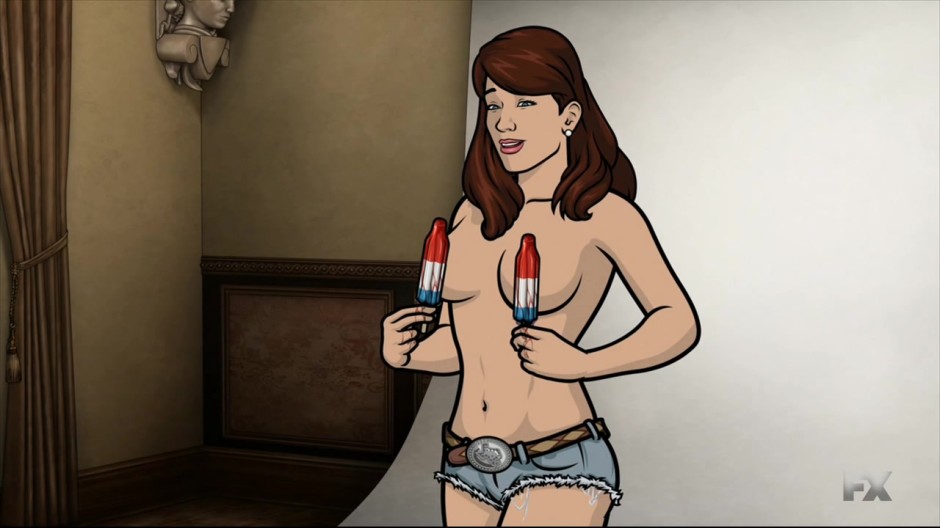 Cheryl Tunt Rocket Pops on Nipples on Archer